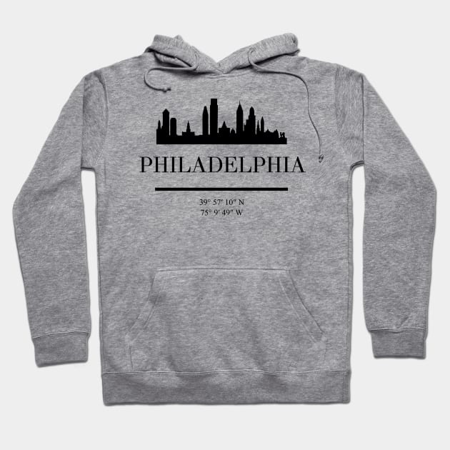 PHILADELPHIA PENNSYLVANIA BLACK SILHOUETTE SKYLINE ART Hoodie by deificusArt